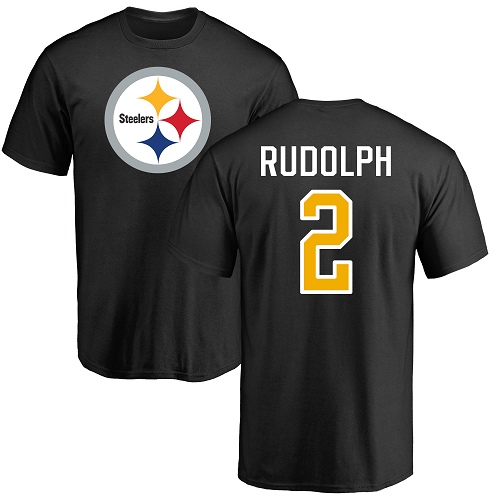 Men Pittsburgh Steelers Football #2 Black Mason Rudolph Name and Number Logo Nike NFL T Shirt